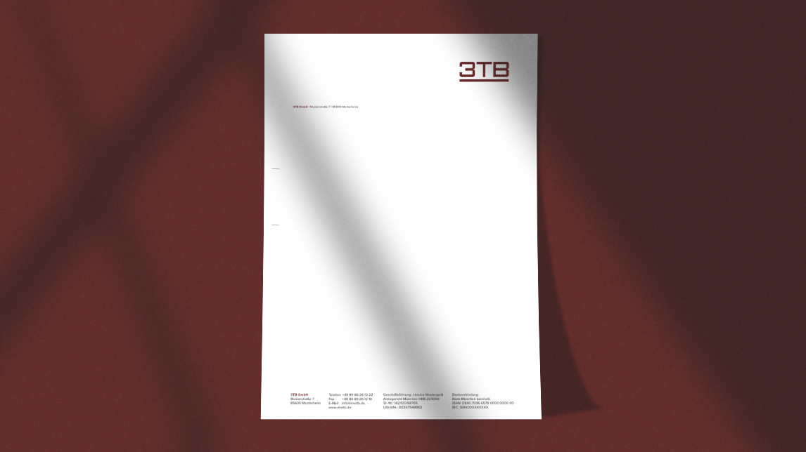 Briefpapier Design für den Bauträger 3TB